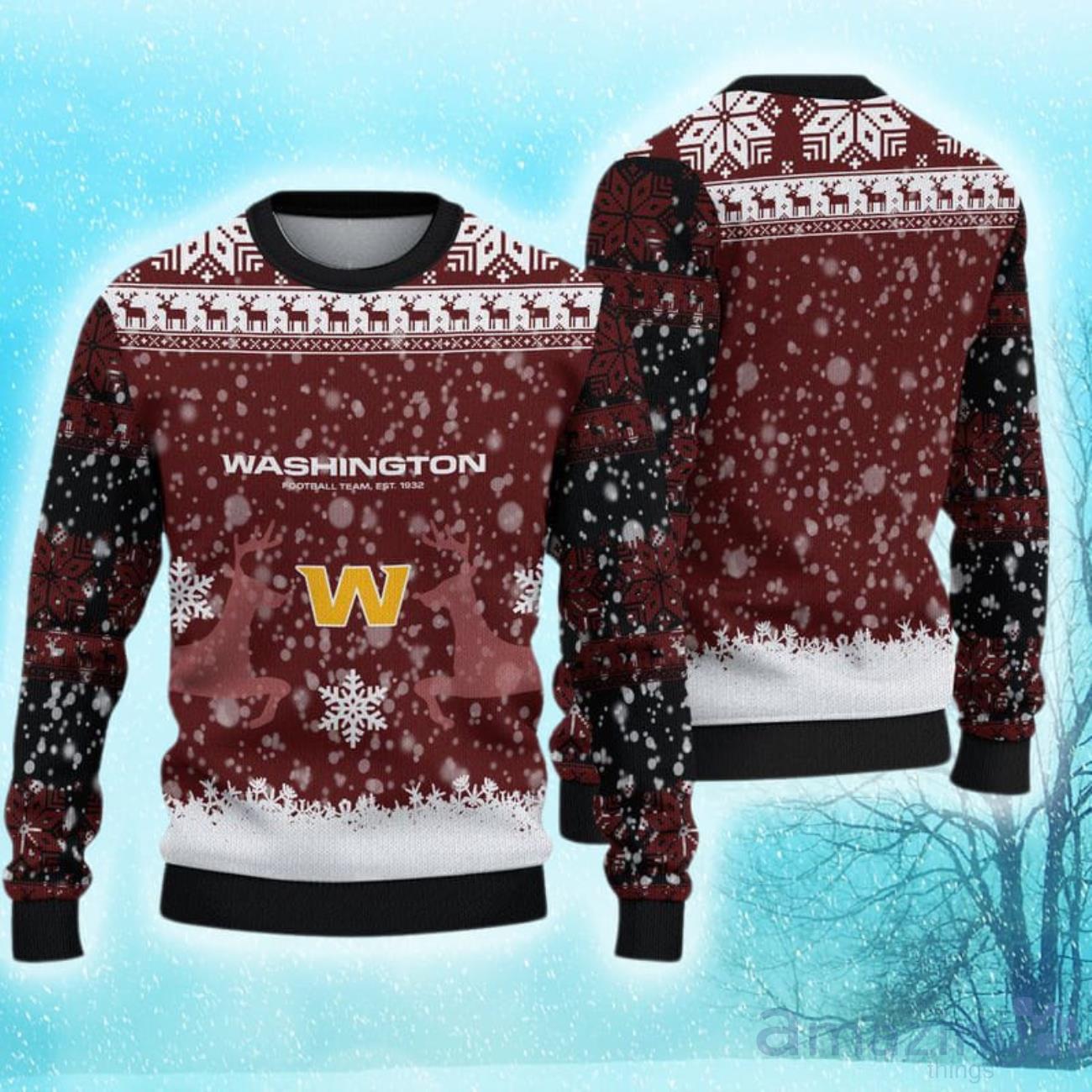 Washington Commanders Christmas Reindeer Limited Edition Ugly Sweater image Washington Commanders Christmas Reindeer Limited Edition Ugly Sweater Product Photo 2