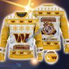 Washington Commanders Fans Logo Snowflake Pattern Ugly Christmas Sweater Yellow