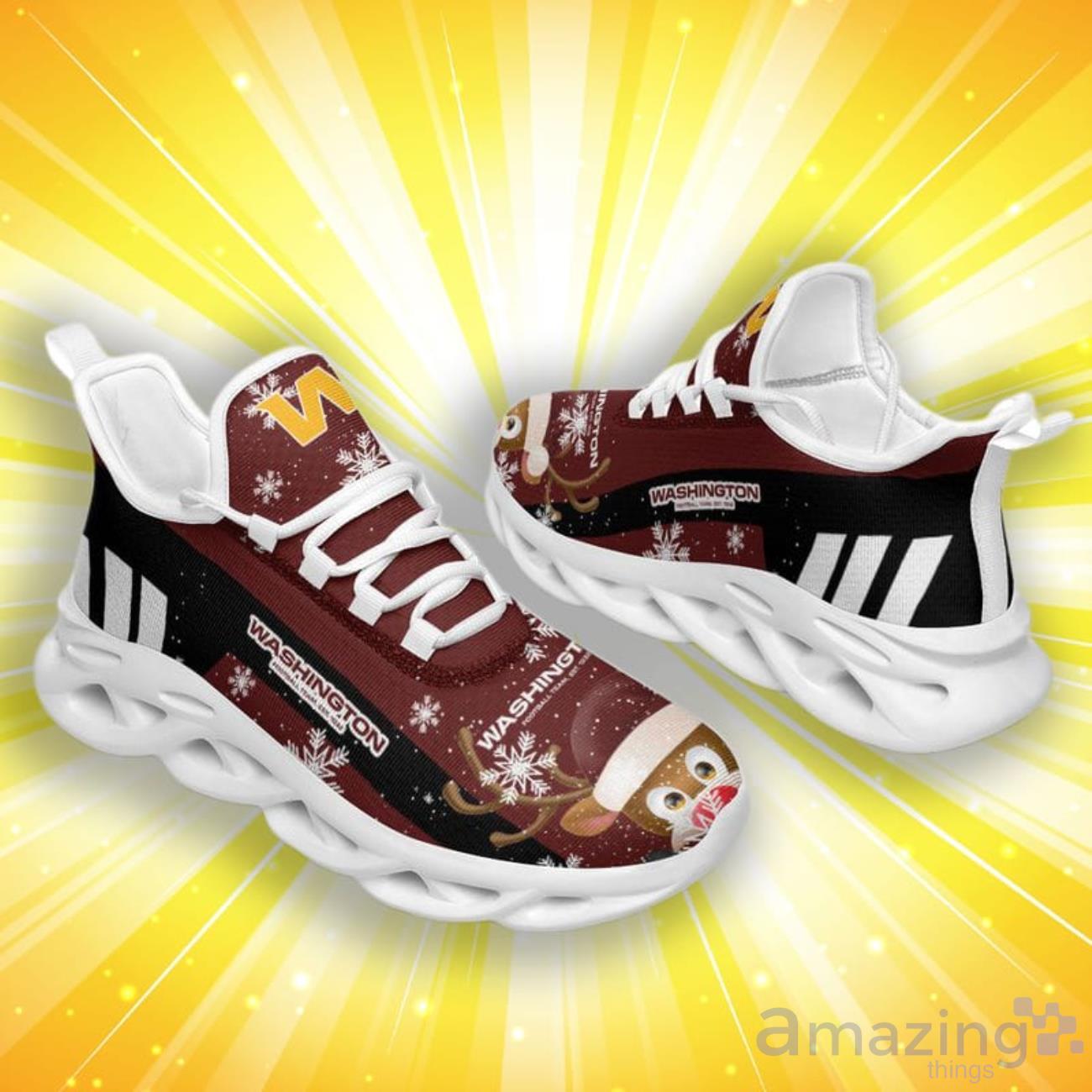 Washington Football Team Christmas Reindeer Special Style Max Soul Shoes image Washington Football Team Christmas Reindeer Special Style Max Soul Shoes Product Photo 2