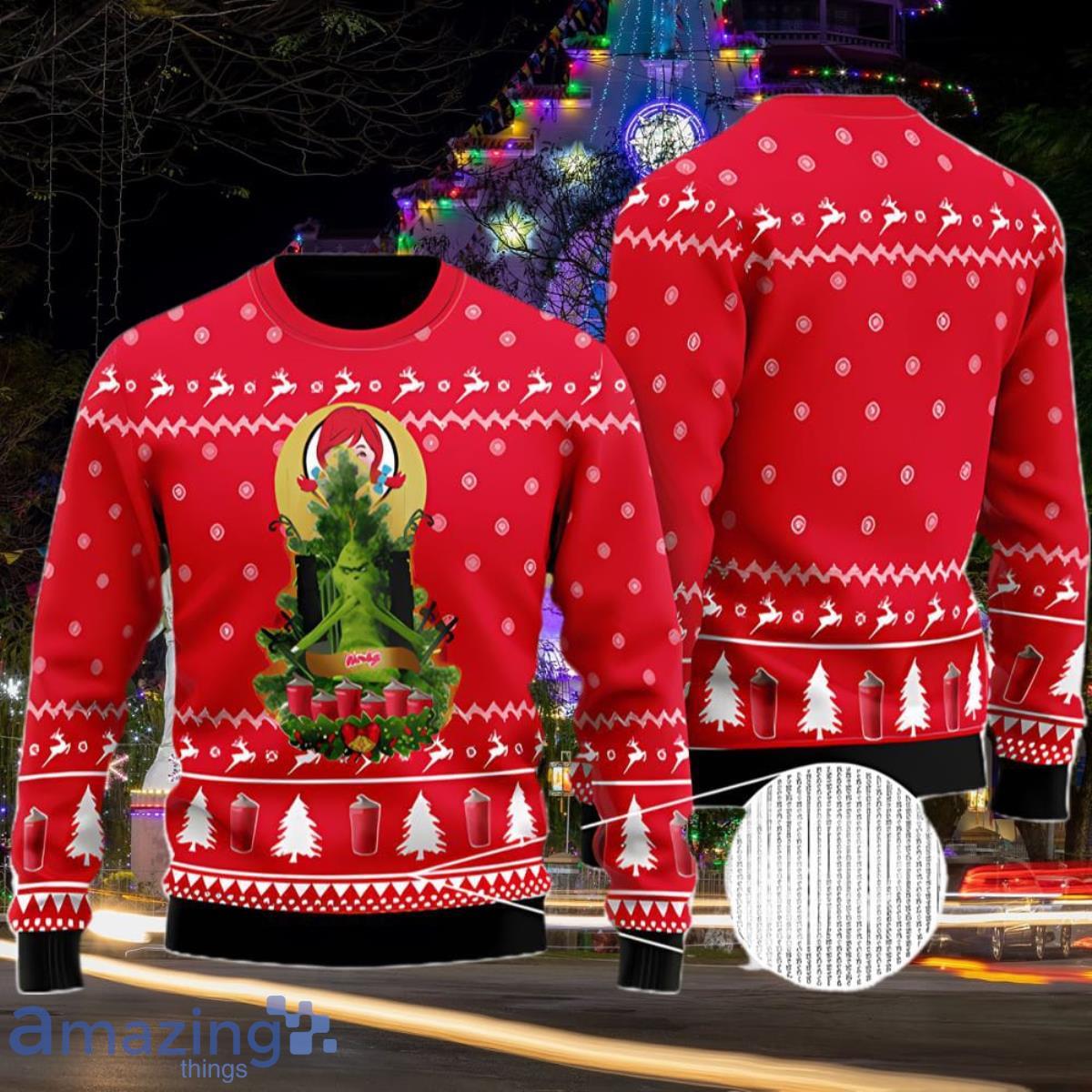 Wendys Grinch Snow Ugly Christmas Sweater Style Gift For Men And Women image Wendys Grinch Snow Ugly Christmas Sweater Style Gift For Men And Women Product Photo 1