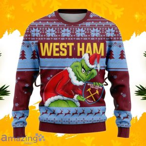 West Ham Grinch Ugly Christmas Sweater Custom Number & Name Product Photo 2