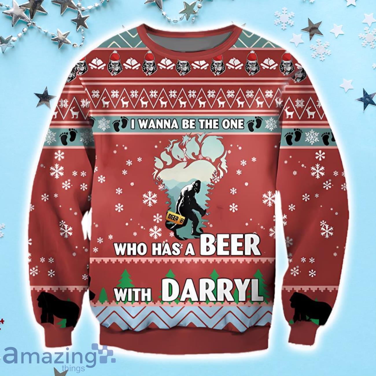 Who Has A Beer With Darryl Ugly Christmas Sweater image Who Has A Beer With Darryl Ugly Christmas Sweater Product Photo 1
