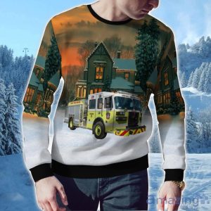 Windsor Locks, Connecticut, Bradley International Airport Fire Department AOP Ugly Sweater Holiday Sweater For Men And Women Product Photo 2