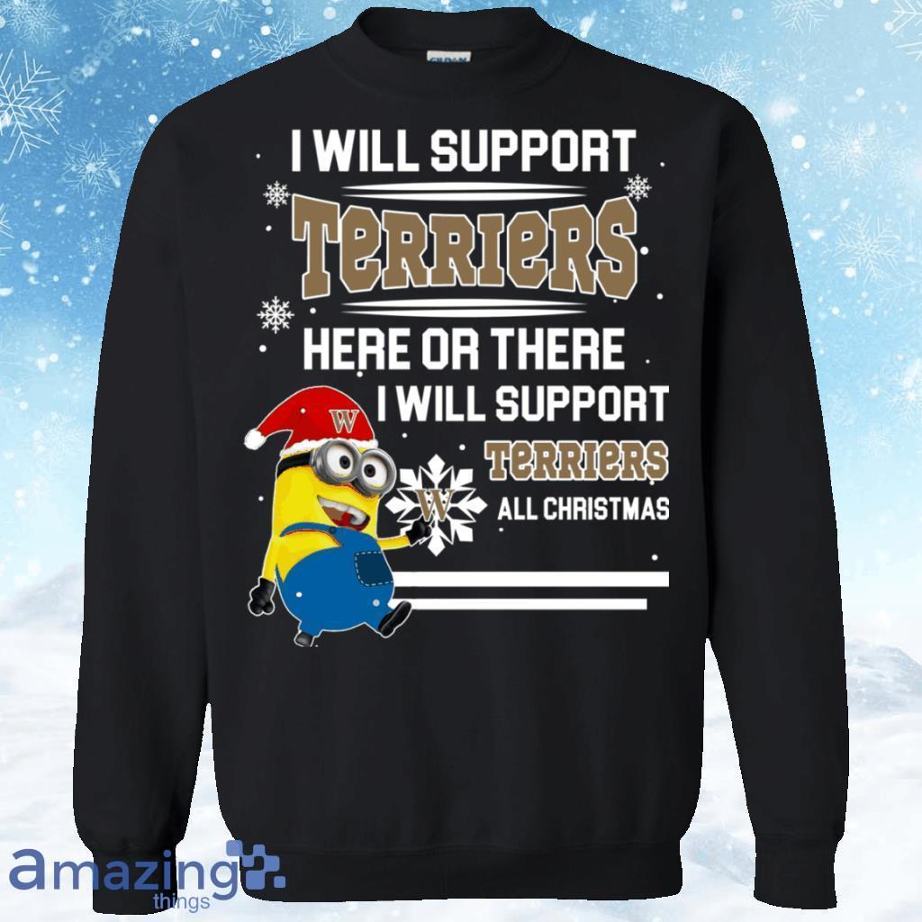 Wofford Terriers Minion Christmas Sweatshirt Support Here Or There All Christmas Sweatshirts image Wofford Terriers Minion Christmas Sweatshirt Support Here Or There All Christmas Sweatshirts Product Photo 1