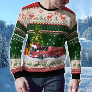 Wrentham, Massachusetts, Wrentham Fire Department AOP Ugly Sweater Holiday Sweater For Men And Women Product Photo 2