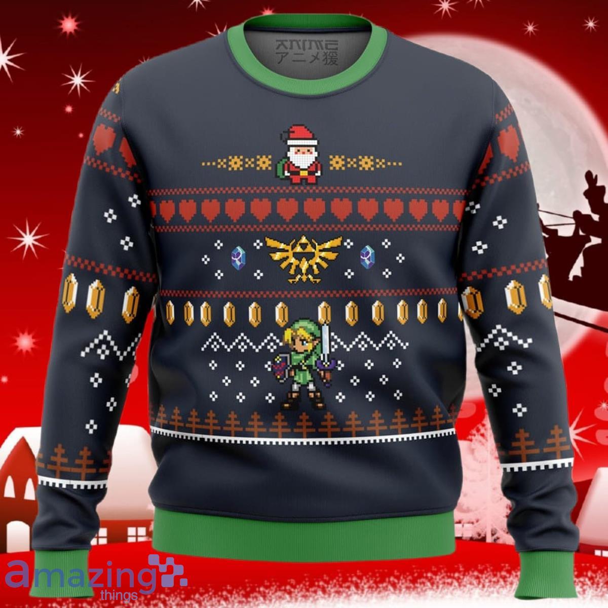 Zelda Santa Link Ugly Christmas Sweater Unique Gift For Men And Women image Zelda Santa Link Ugly Christmas Sweater Unique Gift For Men And Women Product Photo 1