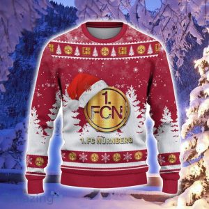 1. FC Nurnberg Logo Wearing Santa Hat Ugly Christmas Sweater Christmas Gift 3D Sweater Product Photo 2