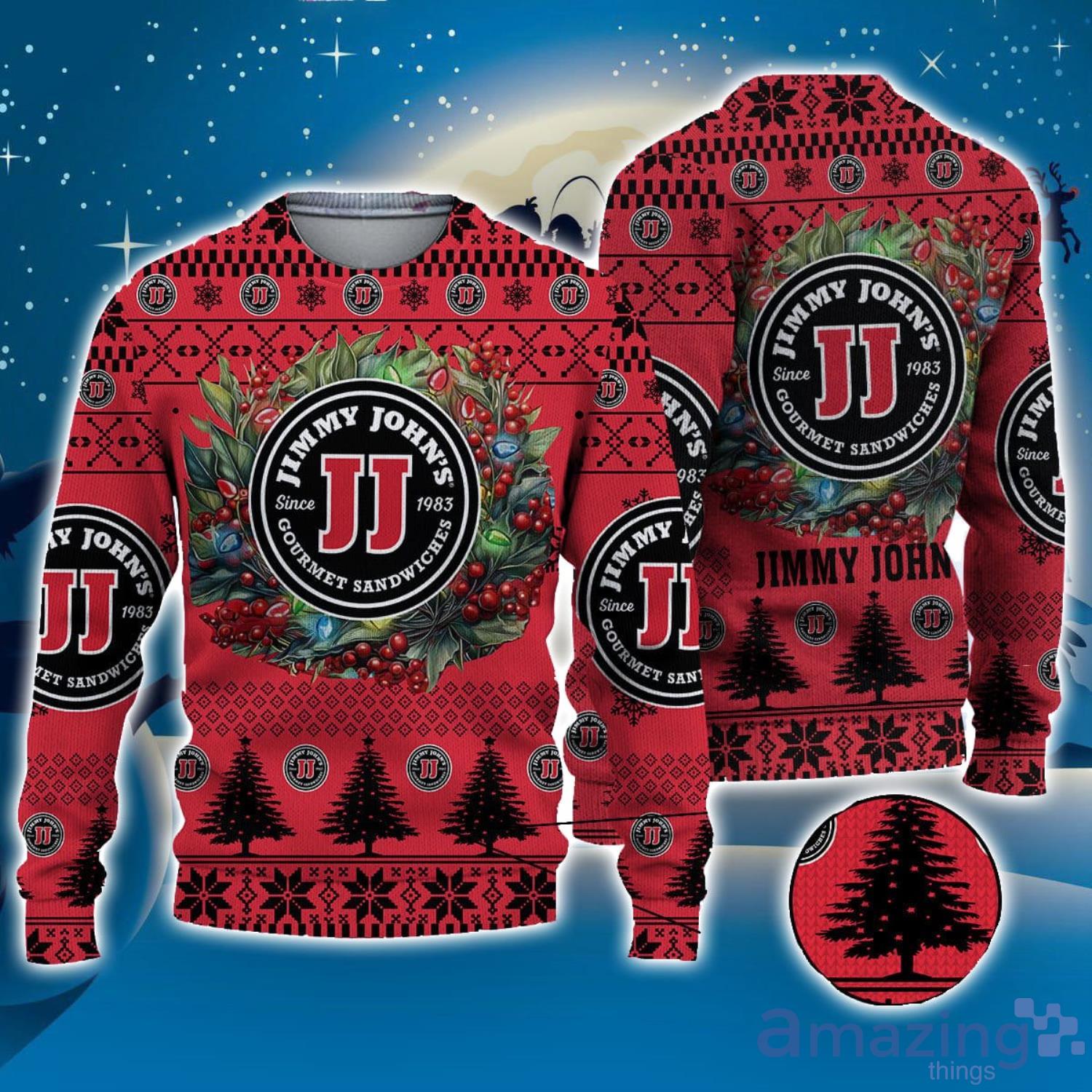 3D Sweater Jimmy John's All Over Printed Ugly Christmas Sweater Christmas Gift Ideas Product Photo 1