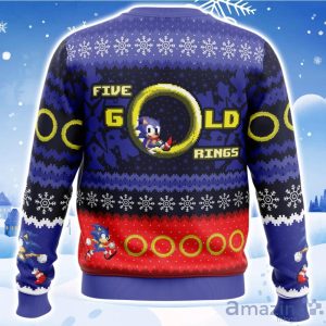 5 Gold Rings Sonic The Hedgehog Ugly Christmas Sweater Product Photo 2