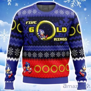 5 Gold Rings Sonic The Hedgehog Ugly Christmas Sweater Product Photo 1