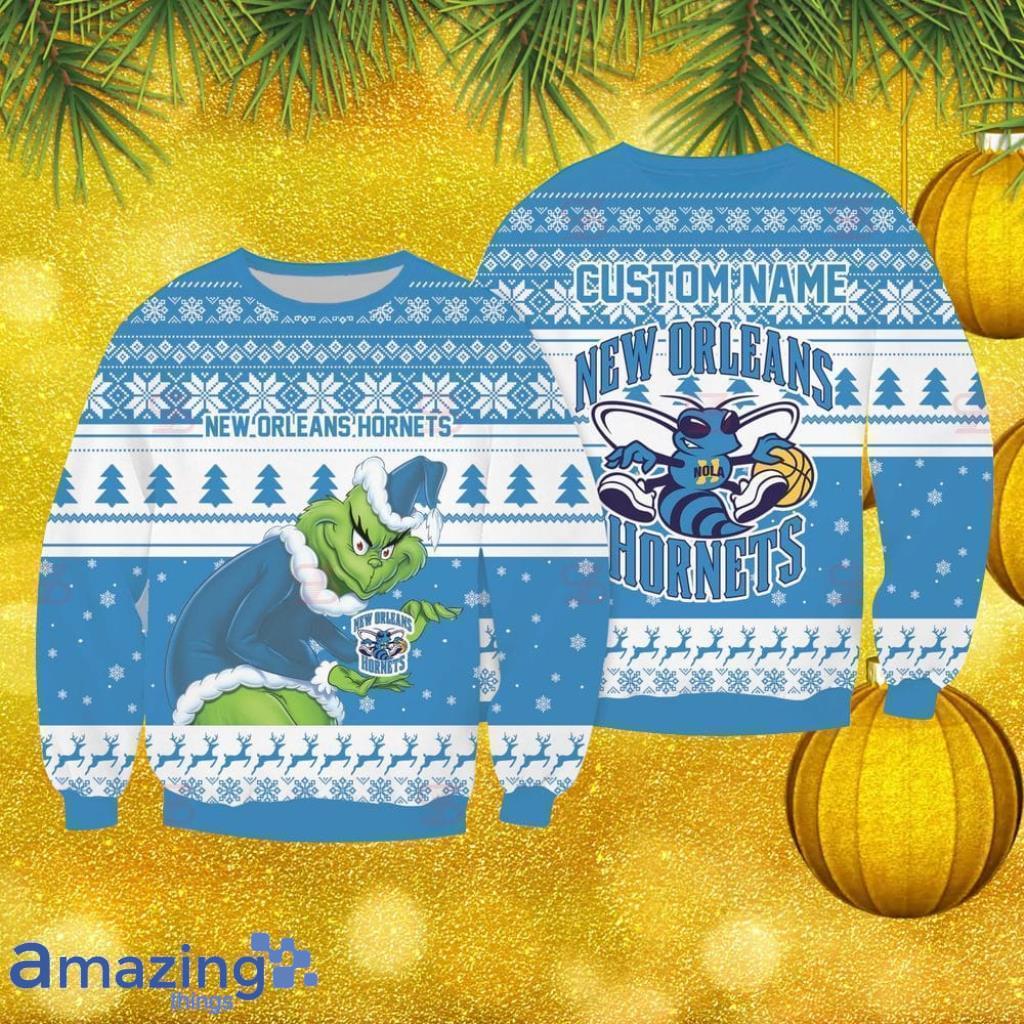 New Orleans Hornets Grinch Custom Christmas Ugly Sweater Christmas Gift For Men And Women image New Orleans Hornets Grinch Custom Christmas Ugly Sweater Christmas Gift For Men And Women Product Photo 1