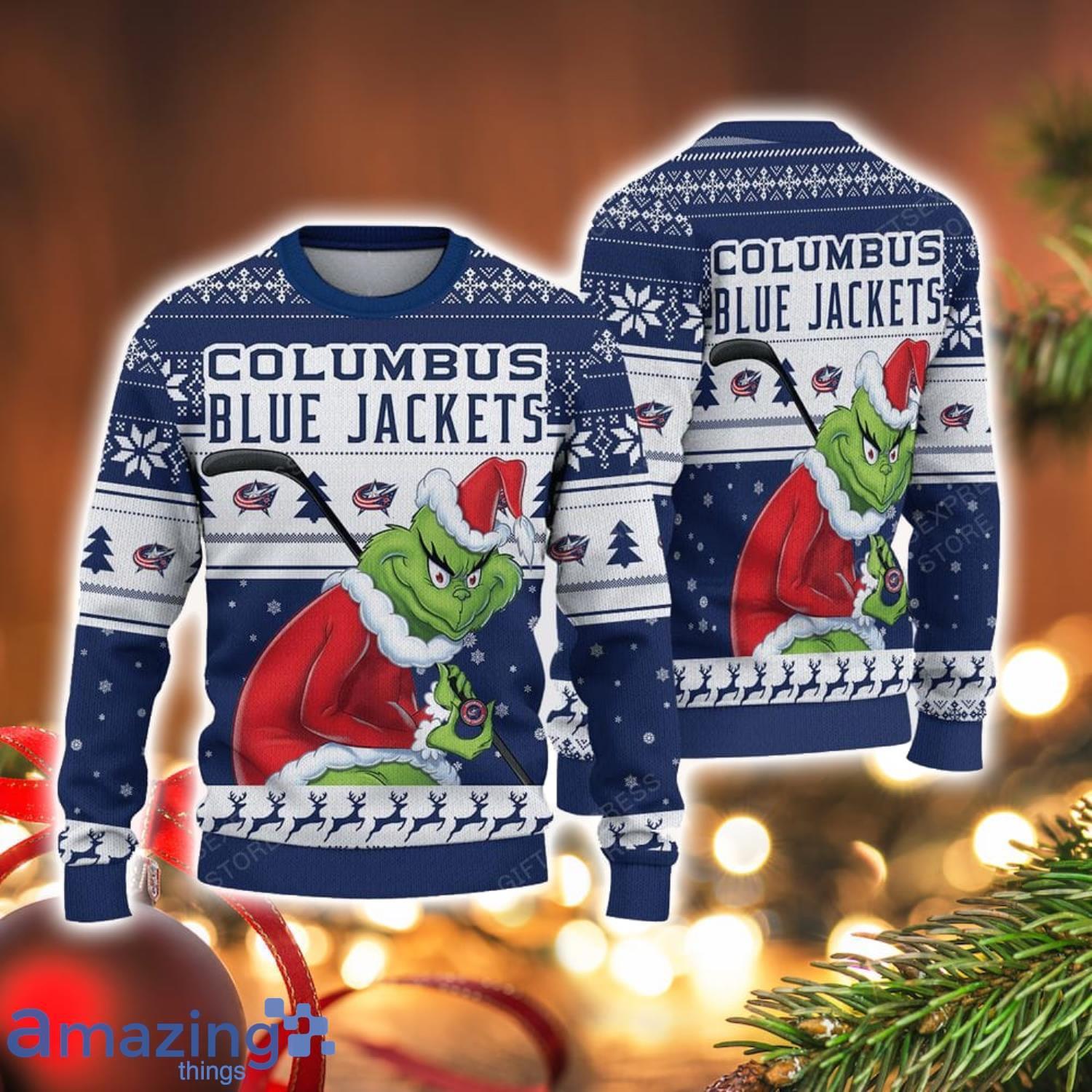 NCAA Columbus Blue Jackets Football Fans Sweater Grinch Ugly Sweater Christmas Christmas Gift Ideas Product Photo 1