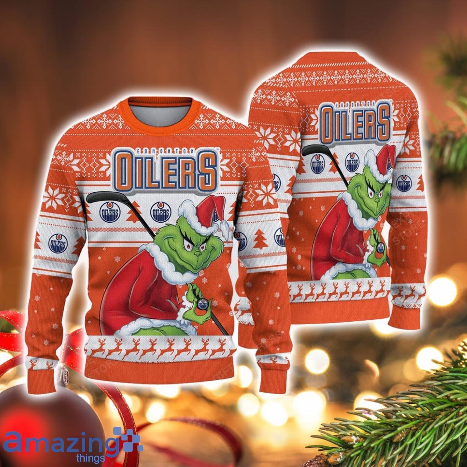 NCAA Edmonton Oilers Football Fans Sweater Grinch Ugly Sweater Christmas Christmas Gift Ideas Product Photo 1