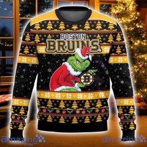Boston Bruins Grinch Ugly Christmas Sweater Christmas Gift For Sport Fans Product Photo 1