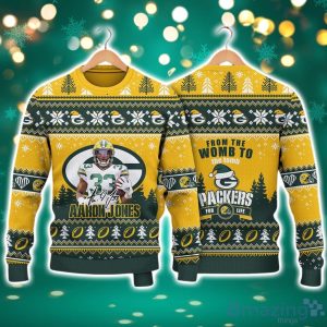 Aaron Jones Green Bay Packers Packers For Life NFL Christmas Ugly Sweater Product Photo 1