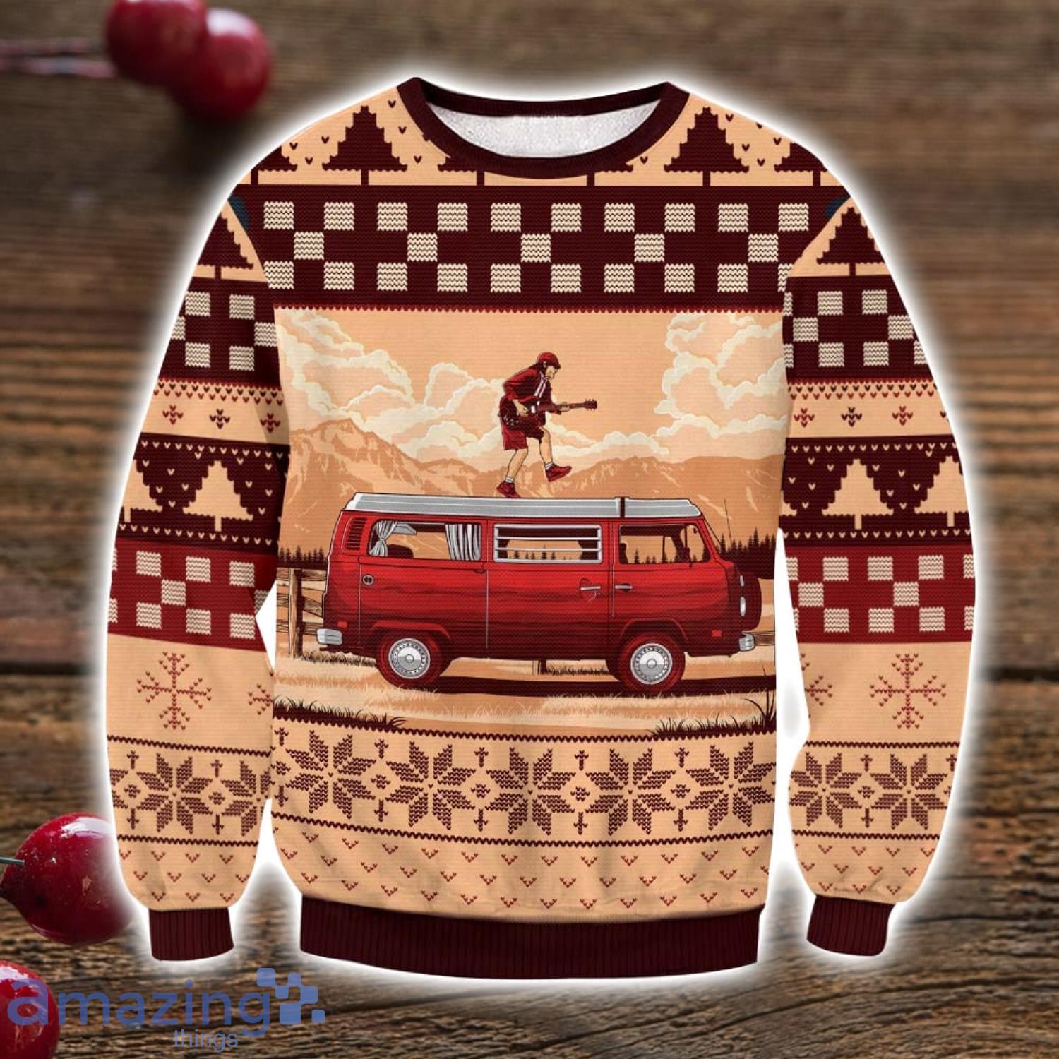 ACDC Red Car Funny Ugly Sweater Christmas Gift For Men And Women image ACDC Red Car Funny Ugly Sweater Christmas Gift For Men And Women Product Photo 1