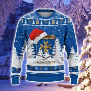 AJ Auxerre Logo Wearing Santa Hat Ugly Christmas Sweater Christmas Gift 3D Sweater Product Photo 2