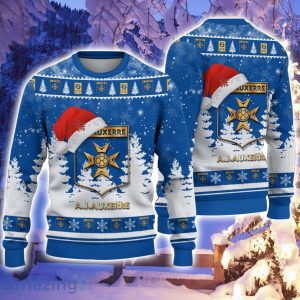 AJ Auxerre Logo Wearing Santa Hat Ugly Christmas Sweater Christmas Gift 3D Sweater Product Photo 1