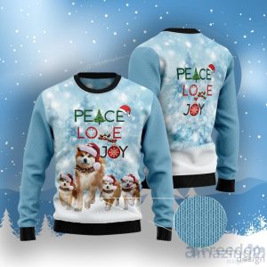 Akita Peace Love Joy Ugly Sweater Ugly Christmas Sweater For Men & Women Product Photo 2