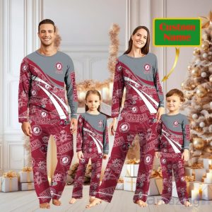 Alabama Crimson Tide Custom Name Christmas Pajamas For Fans Product Photo 1