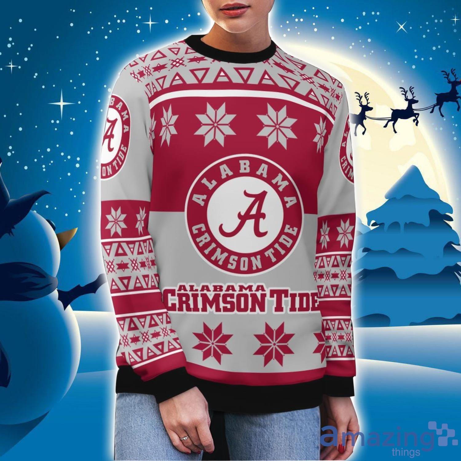 Alabama Crimson Tide Logo Big Snowflake Pattern Ugly Christmas Sweater image Alabama Crimson Tide Logo Big Snowflake Pattern Ugly Christmas Sweater Product Photo 3