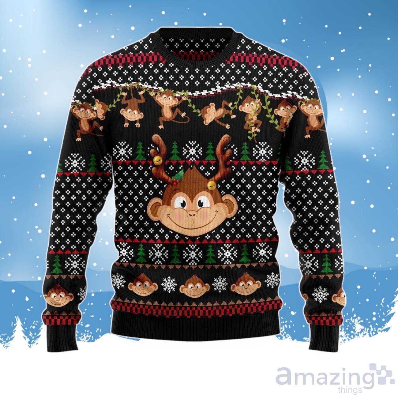 Amazing Monkey Ugly Christmas Sweater For Men & Women image Amazing Monkey Ugly Christmas Sweater For Men & Women Product Photo 1