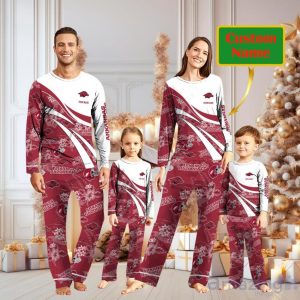 Arkansas Razorbacks Custom Name Christmas Pajamas For Fans Product Photo 1