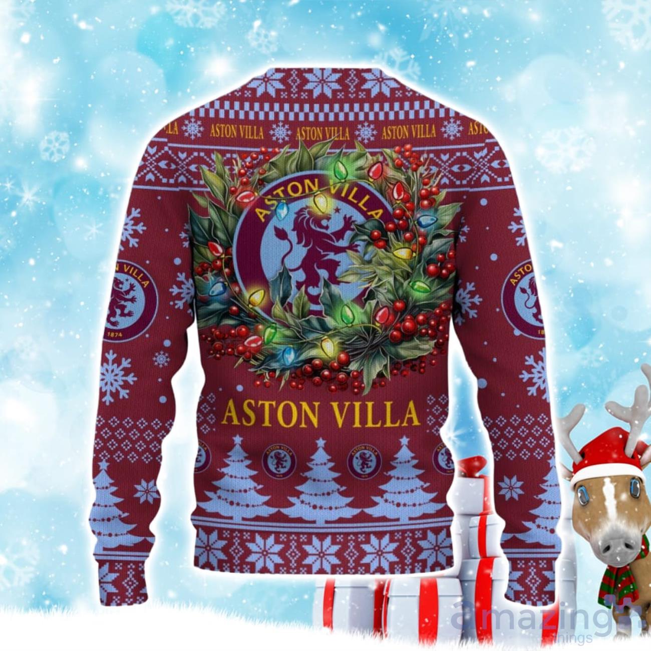 Aston Villa F.C Ugly Christmas Sweater Gift Ideas For Fans image Aston Villa F.C Ugly Christmas Sweater Gift Ideas For Fans Product Photo 3