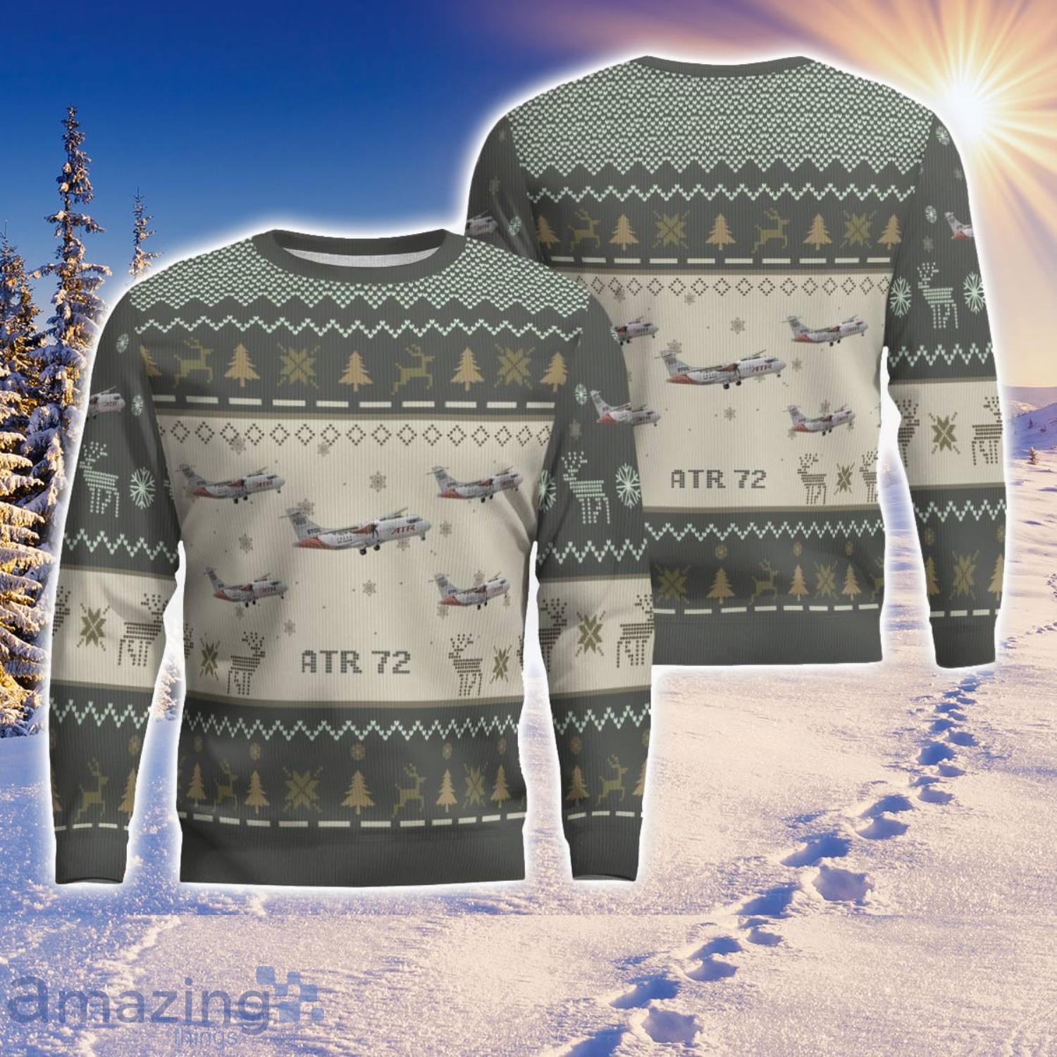 ATR 72 Aircraft Ugly Christmas Sweater Aircraft Lover Gift Veteran Aircraft All Over Printed Sweater image ATR 72 Aircraft Ugly Christmas Sweater Aircraft Lover Gift Veteran Aircraft All Over Printed Sweater Product Photo 1
