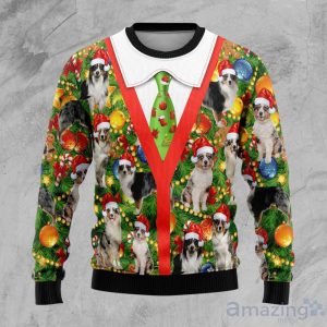 Australian Shepherd Xmas Pine Ugly Christmas Sweater Product Photo 1