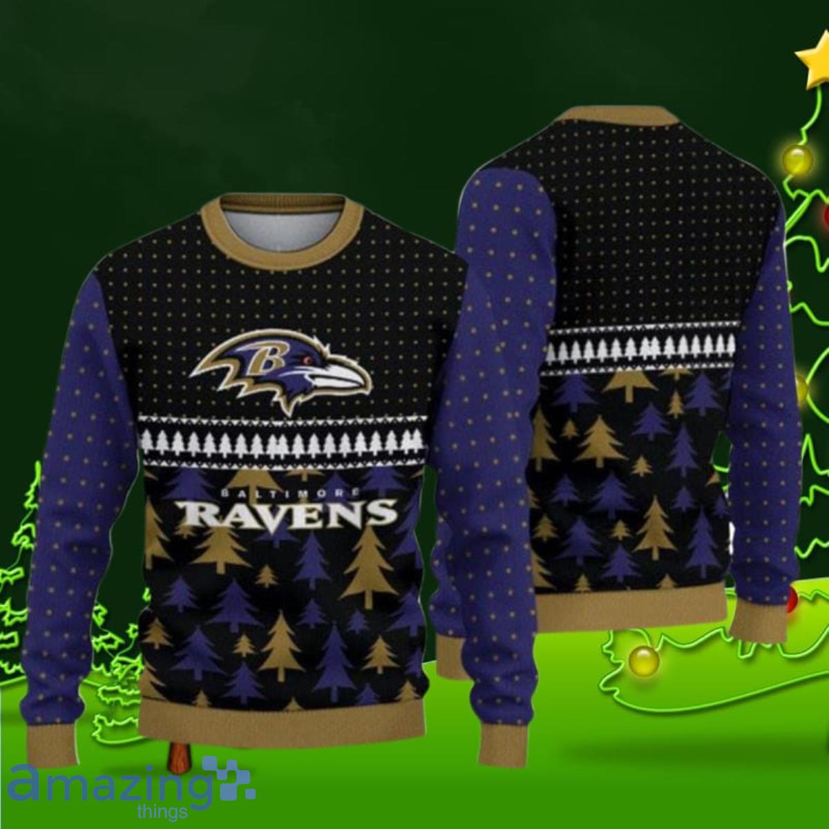 Baltimore Ravens Christmas Tree Parttern Ugly Christmas Sweater Best Gifts Product Photo 1