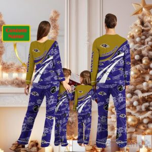 Baltimore Ravens Custom Name Christmas Pajamas For Fans Product Photo 2