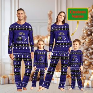 Baltimore Ravens Personalized Christmas Pajamas For Fans Product Photo 1
