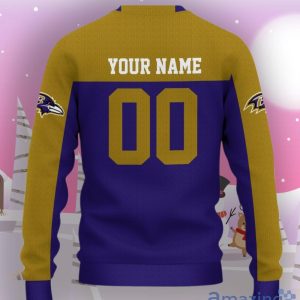 Baltimore Ravens Ugly Sweater Custom Name And Number Hot Design For Christmas Gift Product Photo 2