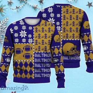 Baltimore Ugly Sweater Christmas, Retro Football American Sweatshirt Pattern 3D For Fans Product Photo 1