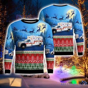 Barrington, Illinois, Barrington Countryside Fire Protection District Ambulance 38 Aop Ugly Sweater Holiday Sweater Gift Product Photo 1