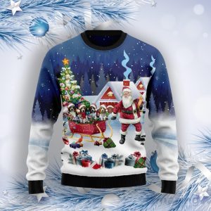 Beagle Santa Sled Ugly Christmas Sweater Product Photo 1