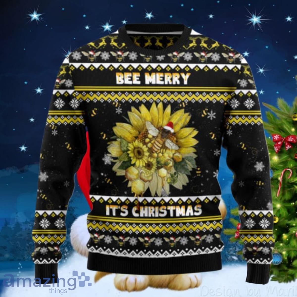 Bee Merry ItS Time Ugly Christmas Sweaters Impressive Gift image Bee Merry ItS Time Ugly Christmas Sweaters Impressive Gift Product Photo 1