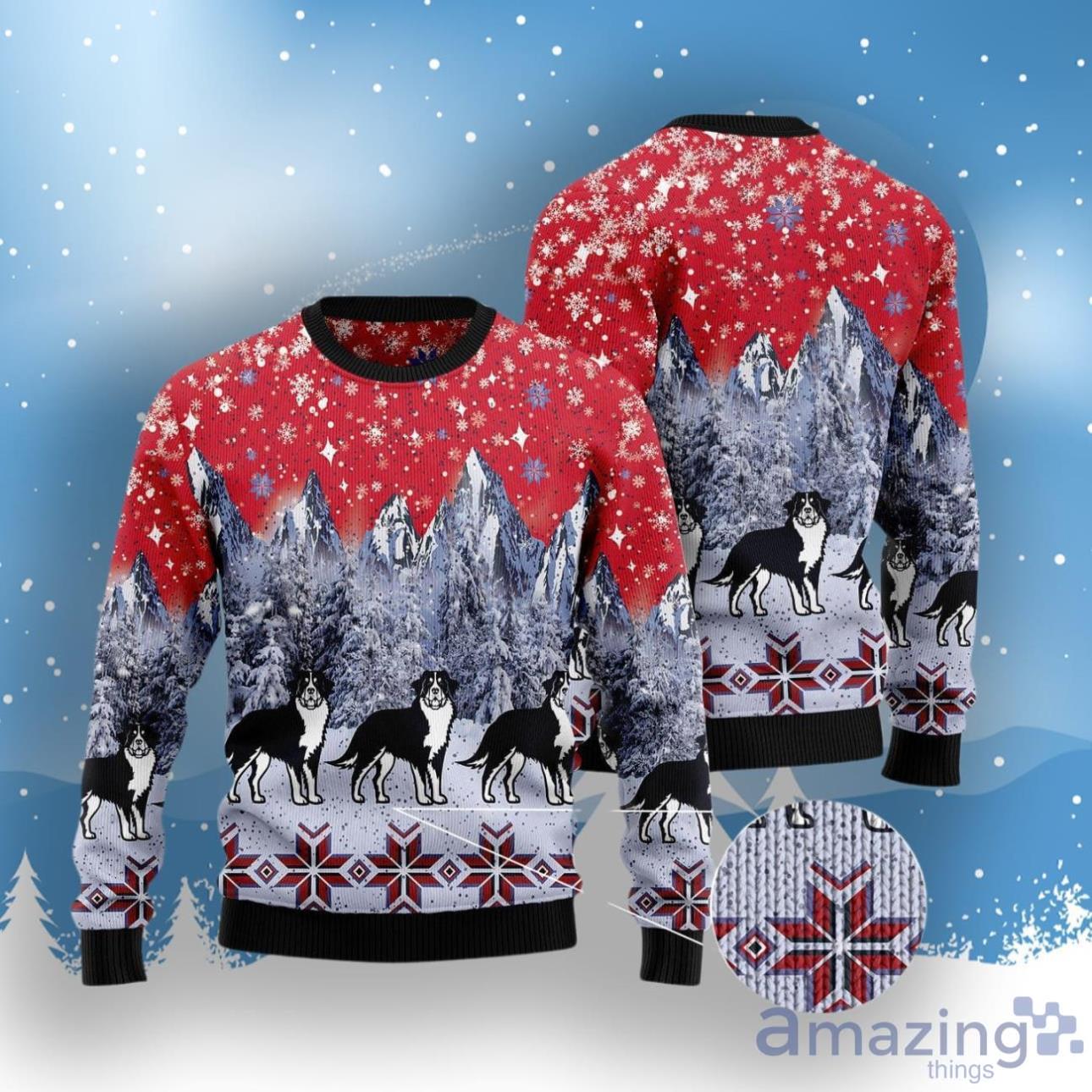 Bernese Mountain Dog Snow Ugly Christmas Sweater image Bernese Mountain Dog Snow Ugly Christmas Sweater Product Photo 3