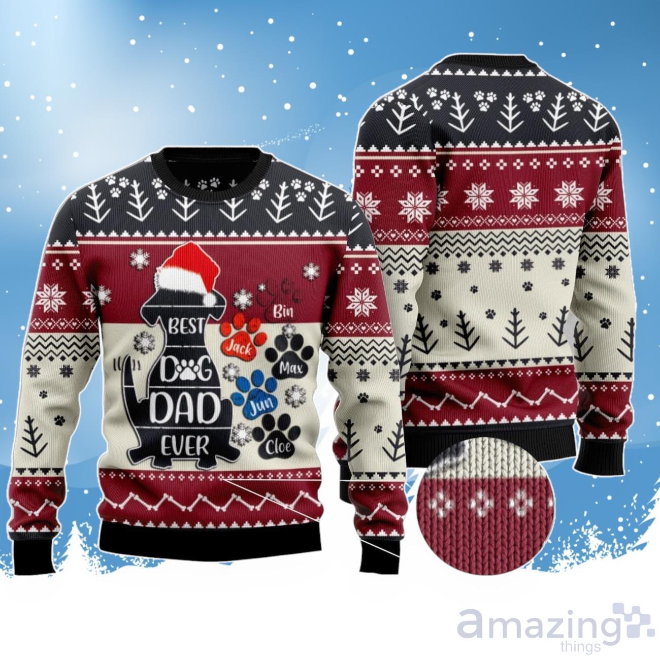 Best Dog Dad Ever Christmas Ugly Christmas Sweater For Men & Women Product Photo 1