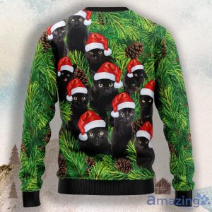 Black Cat Christmas Tree Ugly Christmas Sweater For Men & Women Product Photo 2