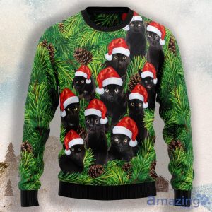 Black Cat Christmas Tree Ugly Christmas Sweater For Men & Women Product Photo 1