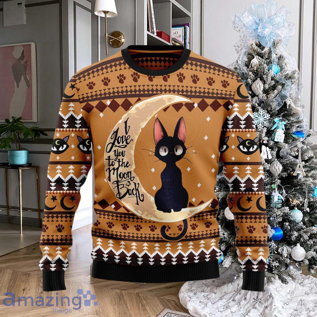 Black cat 2024 christmas tree sweater