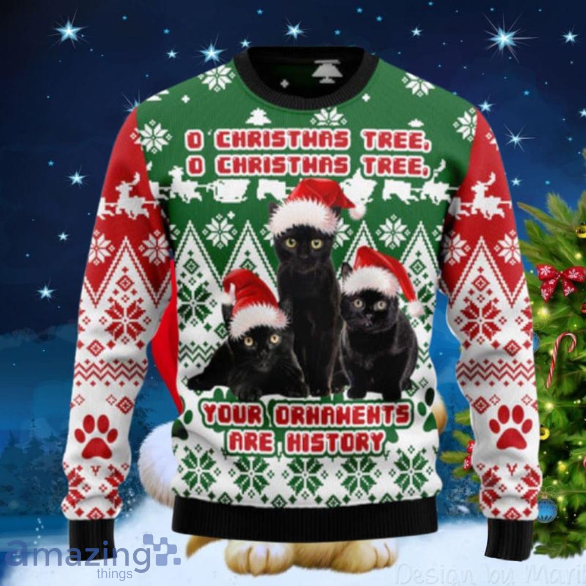 Black Cat Oh Christmas Tree Ugly Christmas Sweaters Impressive Gift image Black Cat Oh Christmas Tree Ugly Christmas Sweaters Impressive Gift Product Photo 1