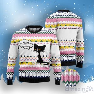Black Cat Piss Me Off Ugly Christmas Sweater Product Photo 3