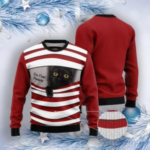 Black Cat Six Feet Ugly Christmas Sweater Product Photo 3