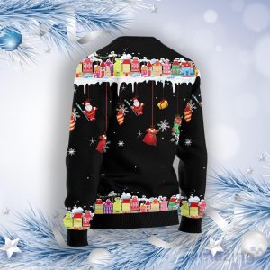 Black Cat Sleigh Christmas Ugly Christmas Sweater Product Photo 2