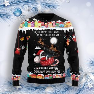 Black Cat Sleigh Christmas Ugly Christmas Sweater Product Photo 1