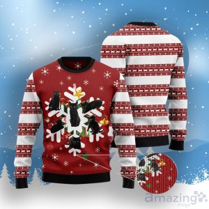 Black Cat Snowflake Ugly Christmas Sweater image Black Cat Snowflake Ugly Christmas Sweater Product Photo 3