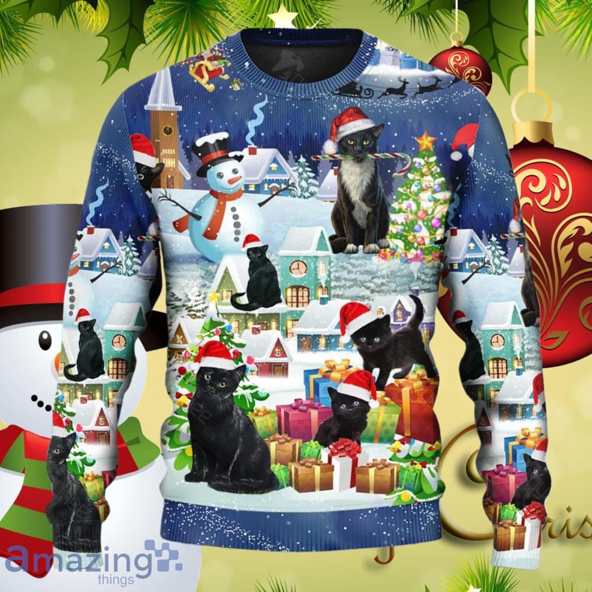 Black Cat Ugly Christmas Sweater Best Gifts For Men And Women 2NU Product Photo 1